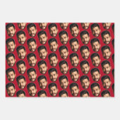 顔写真おもしろいパターンの追加パーソナライズされた ラッピングペーパーシート (正面)