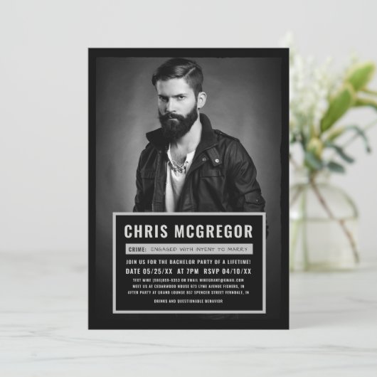 顔写真パーティー招待状(ムグショットボード) 招待状 (スタンド正面)