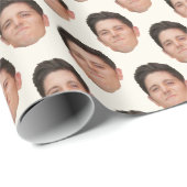 顔又はおもしろいペット写真ベージュ色ギフト包装紙 ラッピングペーパー (ロールコーナー)