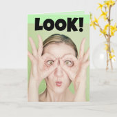 顔女おもしろいハッピーバースデー見て!挨拶 カード (黄色い花)