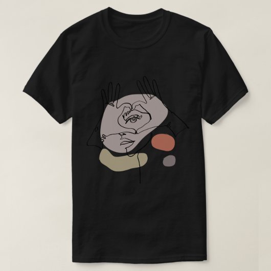 顔抽象芸術フェミニンラインアートスケッチティーエスト Tシャツ (デザイン正面)