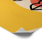 顔抽象芸術ボホグリーンレッドベージュイエローウォールアート ポスター (角)