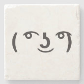 顔文字 ( ͡° ͜ʖ ͡°)  テキスト絵文字 ストーンコースター (正面)
