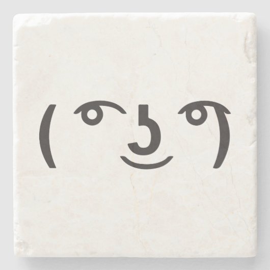 顔文字 ( ͡° ͜ʖ ͡°)  テキスト絵文字 ストーンコースター (正面)