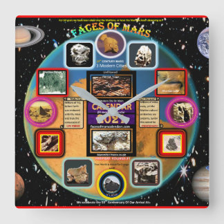 顔火星アクリル製壁時計 スクエア壁時計