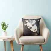 顔白黒の女性 クッション (椅子)