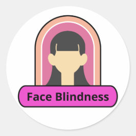 顔盲目の女の子 – ピンクと白 ラウンドシール