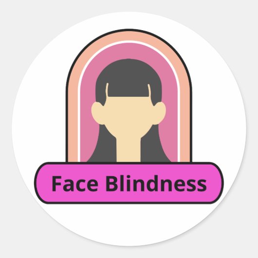 顔盲目の女の子 – ピンクと白 ラウンドシール (正面)