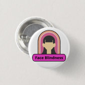 顔盲目の女の子 – ピンクと白 缶バッジ (正面&裏面)