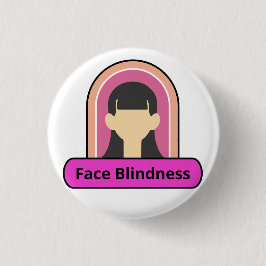 顔盲目の女の子 – ピンクと白 缶バッジ