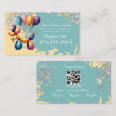 顔絵を描のフェイスペインバルーンツイスターイエロー 名刺 (正面/裏面)