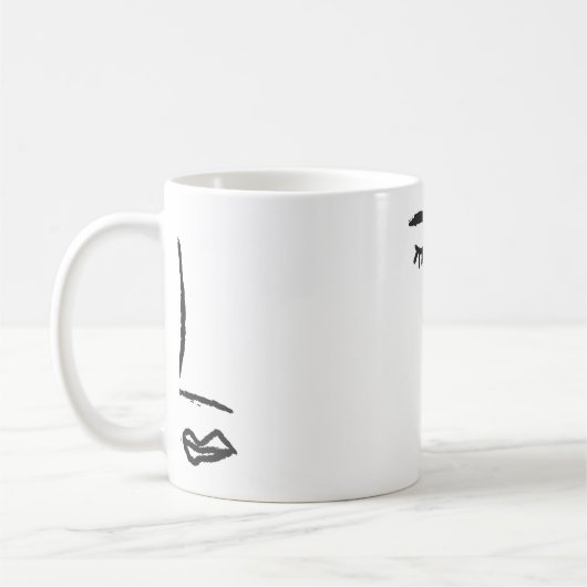 顔絵を描の輪郭(水色ブラシ)。A コーヒーマグカップ (左)
