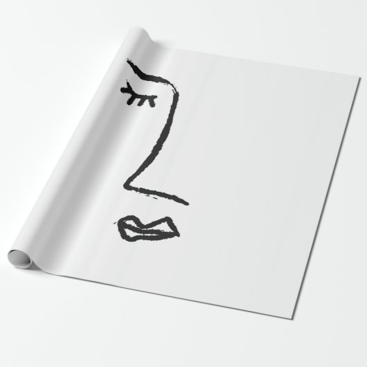 顔絵を描の輪郭(水色ブラシ)。A ラッピングペーパー (アンロールド)