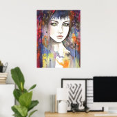 顔絵を描モダンポートレート内の女性芸術 ポスター (ホームオフィス)