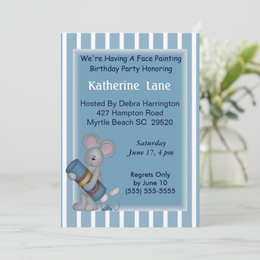 顔絵を描誕生日招待状 招待状 (スタンド正面)