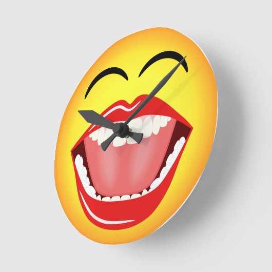 顔絵文字ユーモアミディアムおもしろいラウンドウォールクロック ラウンド壁時計 (傾斜)