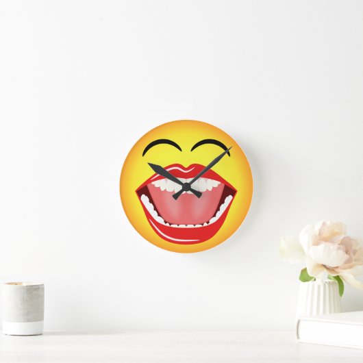 顔絵文字ユーモアミディアムおもしろいラウンドウォールクロック ラウンド壁時計 (ホーム)
