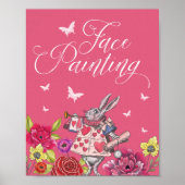 顔絵画のアリスinワンダーランドホワイトウサギ ポスター (正面)