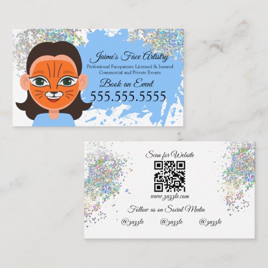顔絵画のフェイスペインターエンターテイメント 名刺 (正面/裏面)