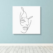顔美しいラインアートスケッチ キャンバスプリント (インサイチュ (ウッドフロア))
