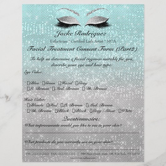 顔面トリートメント同意書 ネイビーグレー チラシ (正面)