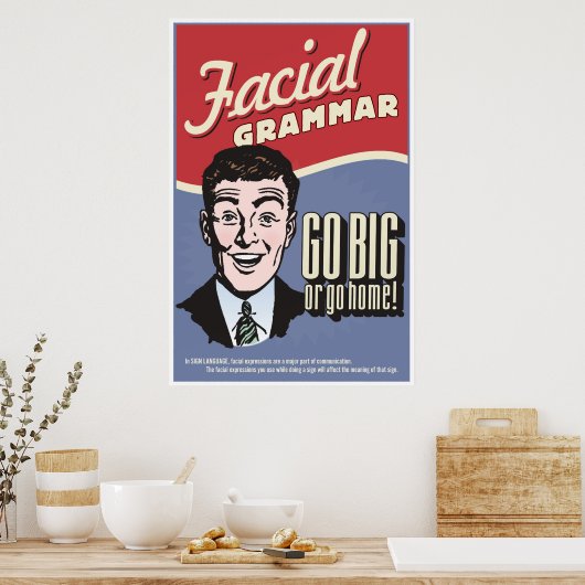 顔面文法ASL教室ポスター。 ポスター (キッチン)