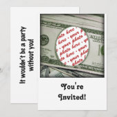 顔100ドル札!写真の追加 招待状 (正面/裏面)