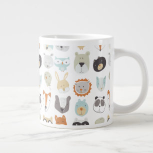 顔 かわいい動物のポートレート ジャンボコーヒーマグカップ