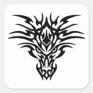 顔 – ドラゴン – タトゥー スクエアシール
