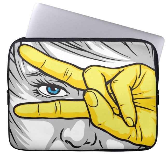 顔、手、目を通して美しいをキャプチャ ラップトップスリーブ (正面)