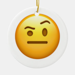 顔(片眉を上げて) - Emoji セラミックオーナメント