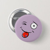 顔（舌のピアス付き） 缶バッジ (正面&裏面)