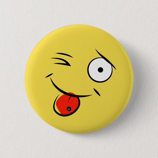 顔（舌のピアス付き） 缶バッジ (正面)