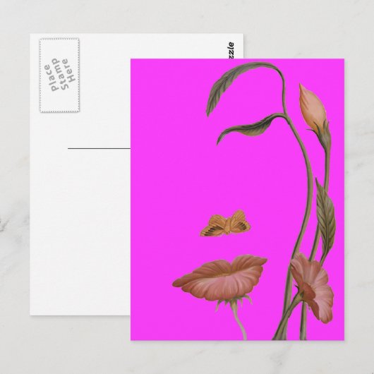 顔 花 錯覚 ポストカード (正面/裏面)