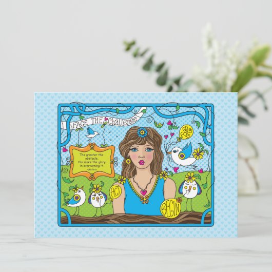 顔Challenge_Flatカード7"x5" (スタンド正面)