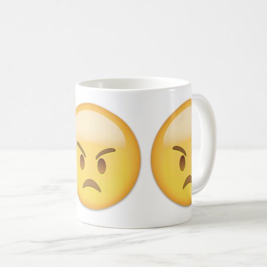 顔Emojiを怒って下さい コーヒーマグカップ (正面右)
