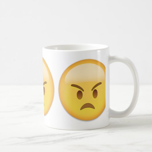 顔Emojiを怒って下さい コーヒーマグカップ (右)