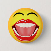 顔LOLイエローおもしろいカスタム丸ボタン 缶バッジ (正面)