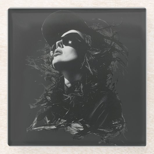 顔Tシャツ ガラスコースター (正面)