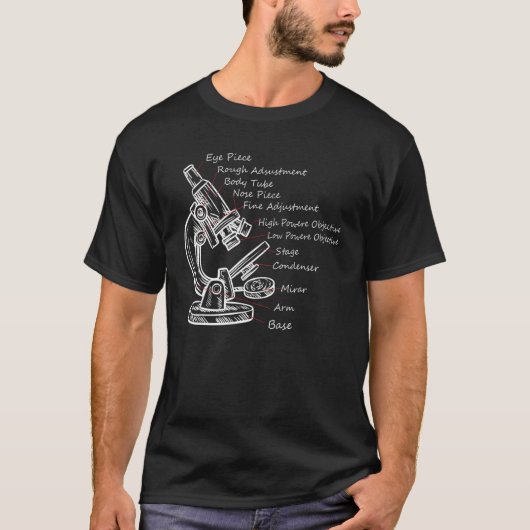 顕微男性へ鏡女性生物学おたく科学研究所 Tシャツ (正面)