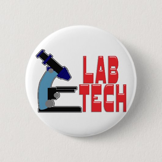 顕微鏡が付いている実験室TECH 缶バッジ (正面)
