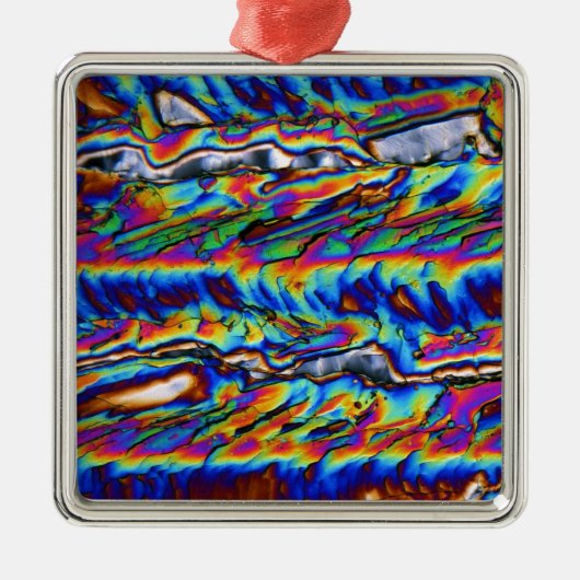 顕微鏡の下の亜鉛アセテートの水晶 メタルオーナメント (正面)