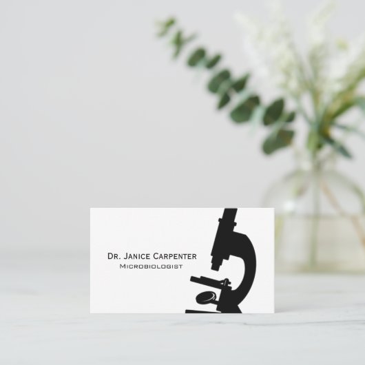 顕微鏡の医学の黒く及び白い名刺 名刺 (スタンド正面)