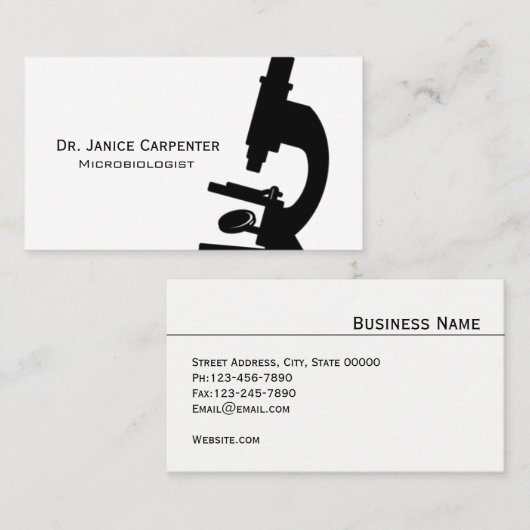 顕微鏡の医学の黒く及び白い名刺 名刺 (正面/裏面)