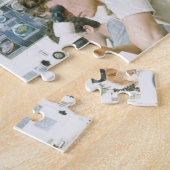 顕微鏡を使用した学生 ジグソーパズル (側面)