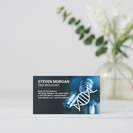 顕微鏡クローズアップ | DNAロゴ 名刺 (スタンド正面)