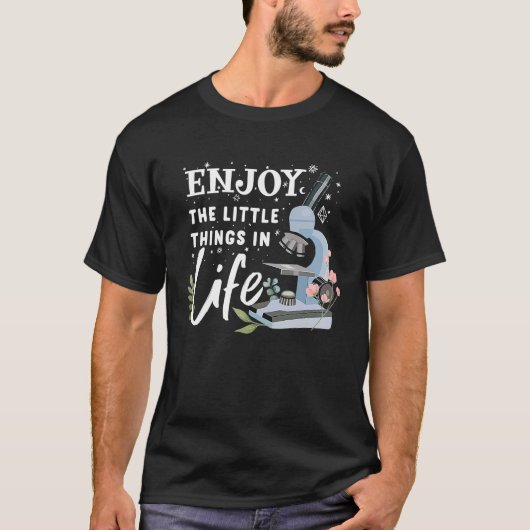 顕微鏡微おもしろい生物学生物学おたく学会 Tシャツ (正面)