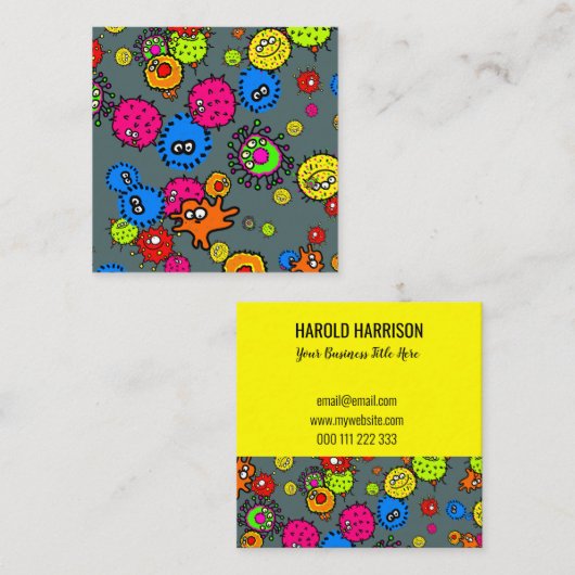 顕微鏡的健康ウイルス菌がテンプレート スクエア名刺 (正面/裏面)