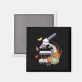 顕微鏡花カボチャ微生物生物学Tha マグネット (正面/裏面)