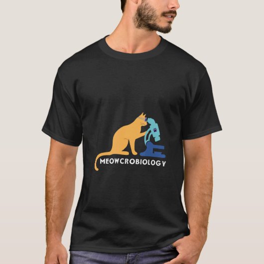 顕微鏡 バクテリア 科学 微生物学 猫 Tシャツ (正面)